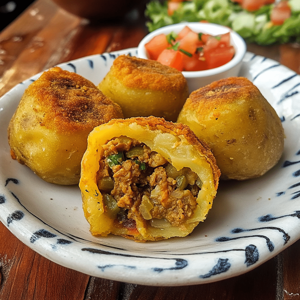 Un plato de papa rellena lista para disfrutar en familia, receta de Chef Goya