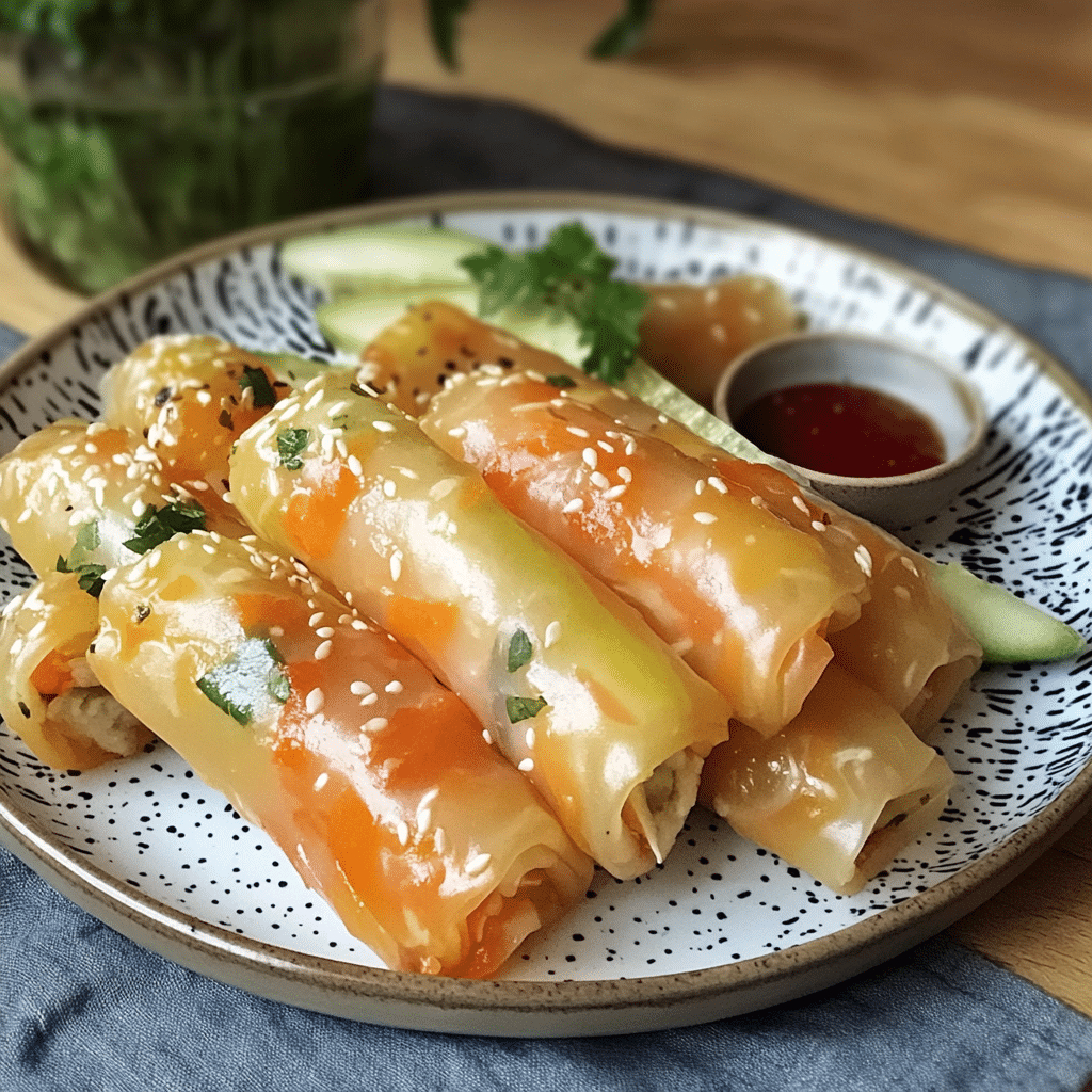 Un plato con rollitos primaveras, listo para disfrutar como aperitivo, receta de Chef Goya.