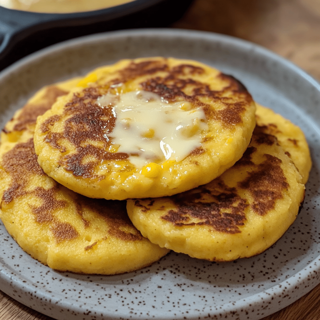 Un plato con arepas de choclo, si quieres algo diferente para tu cena, receta de Chef Goya.