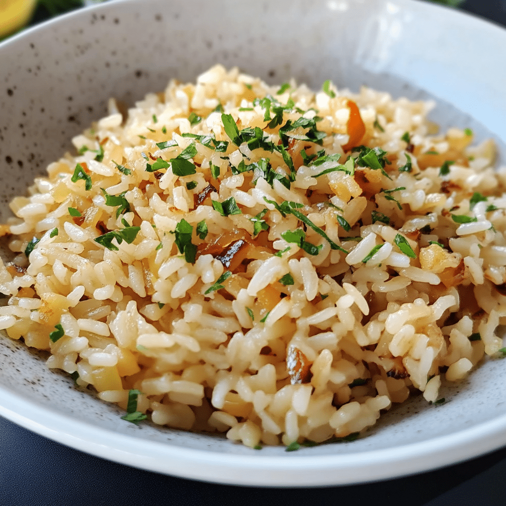 Un plato de arroz pilaf, una opcion gourmet diferente si quieres darle un toque diferente a tus comidas, receta de Chef Goya.