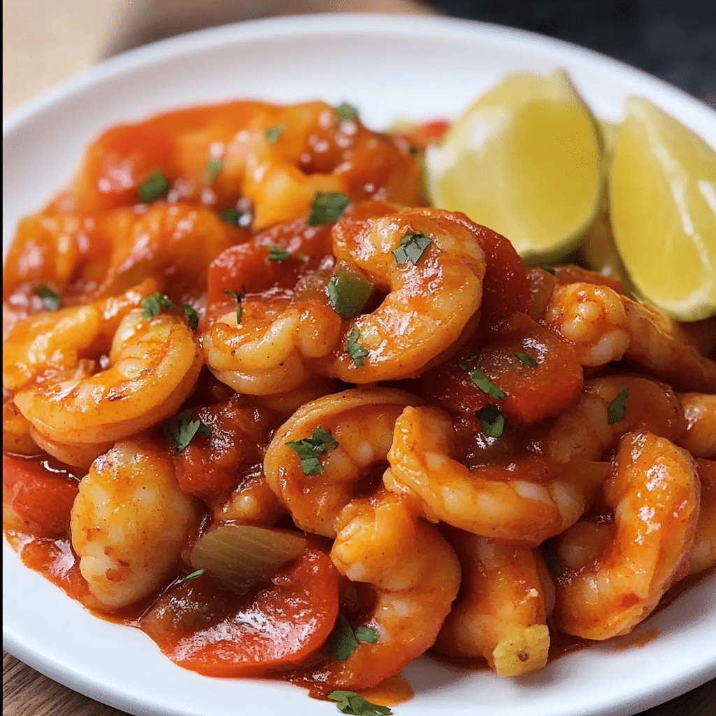 Un plato con camarones enchilados, ideal si deseas algo rápido para cocinar, receta de Chef Goya.