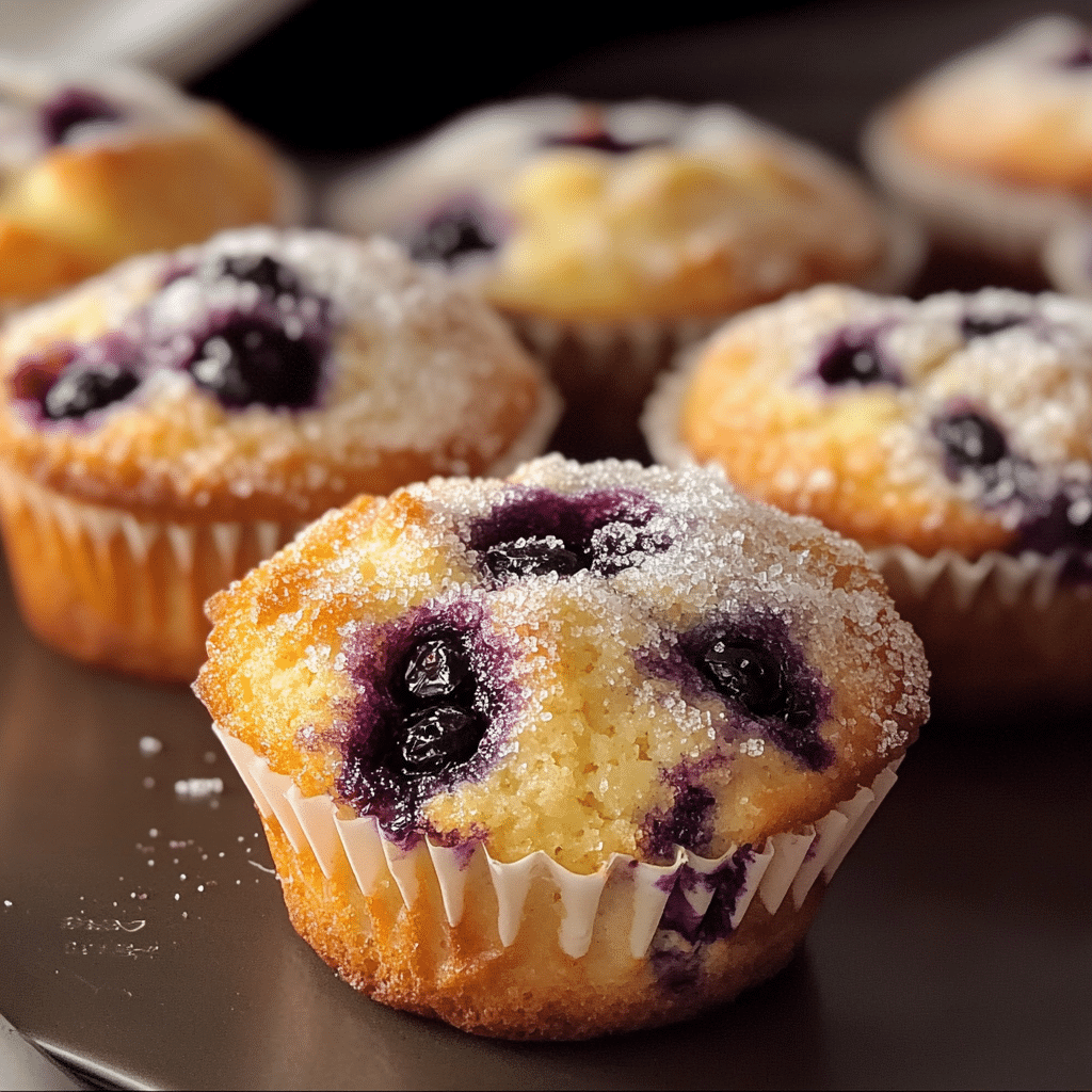 Un plato con muffins de arándanos, si deseas un postre rico y delicioso, receta de Chef Goya.