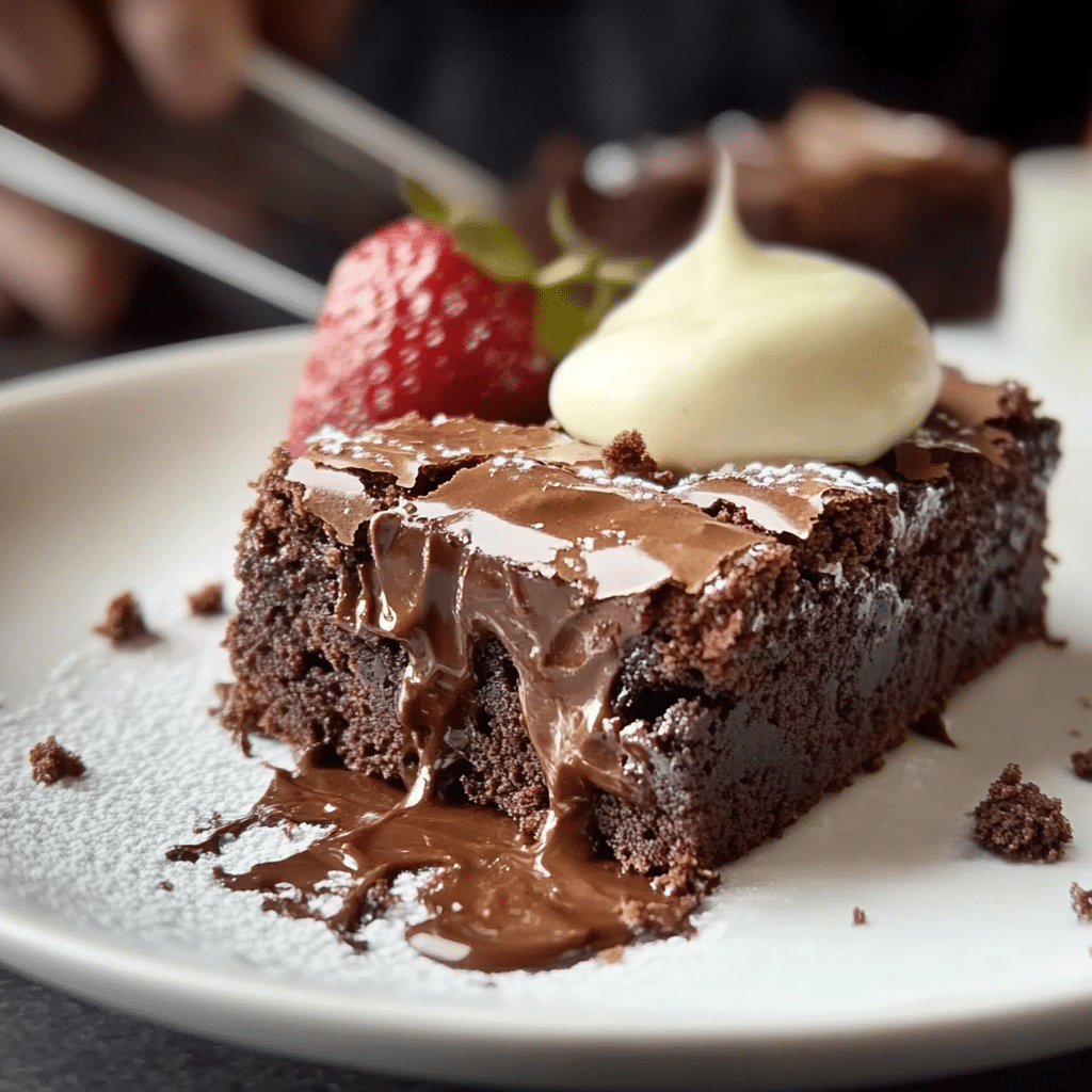 Un plato con brownie, si deseas hacer el clasico postre delicioso desde casa, receta de Chef Goya.