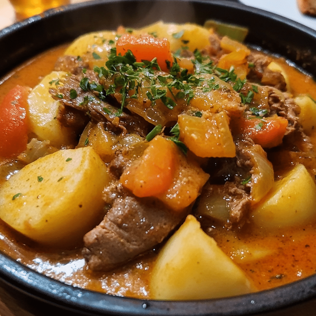 Un plato con espaldilla de res, si deseas un almuerzo diferente, receta de Chef Goya.