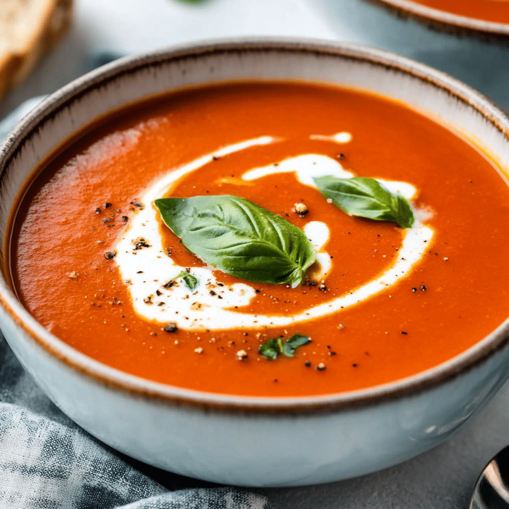 Un bowl de crema de tomate, si deseas una receta saludable para tu dia, receta de Chef Goya.