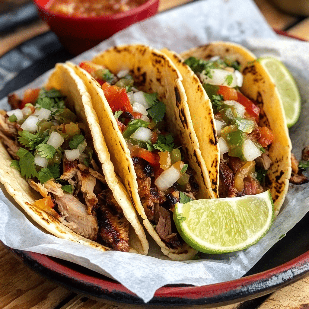 Un plato con tacos de alambre, si deseas una receta diferente de tacos, receta de Chef Goya.
