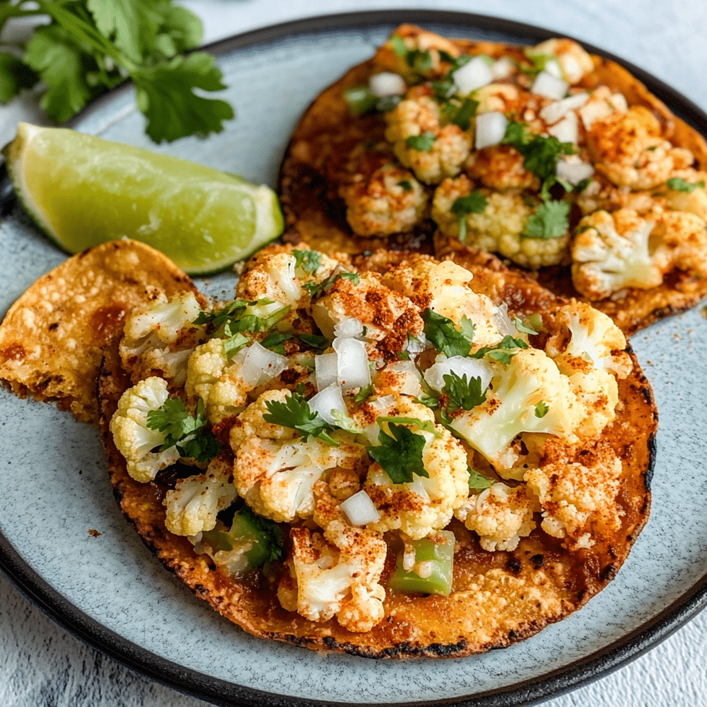 Un plato con tostadas de coliflor, si deseas una receta saludable, receta de Chef Goya.