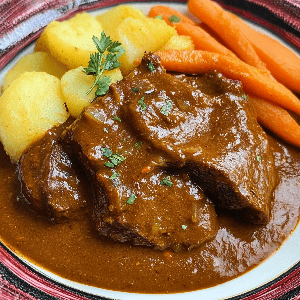 Un plato de Asado de Res peruano, si deseas una receta diferente y rica para hacer en casa, receta de Chef Goya.