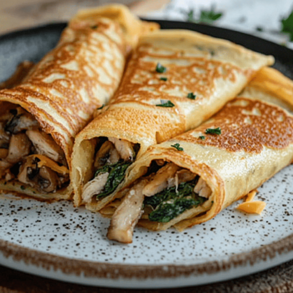 Un plato con crepas saladas, si deseas complementar tus comidas con algo facil de hacer, receta de Chef Goya.
