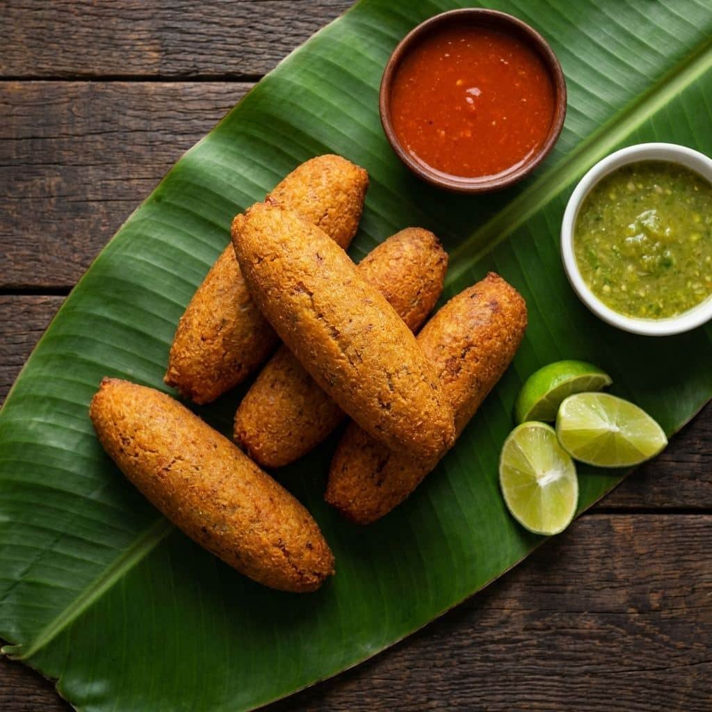 Alcapurrias de jueyes puertorriqueñas fritas doradas rellenas de cangrejo