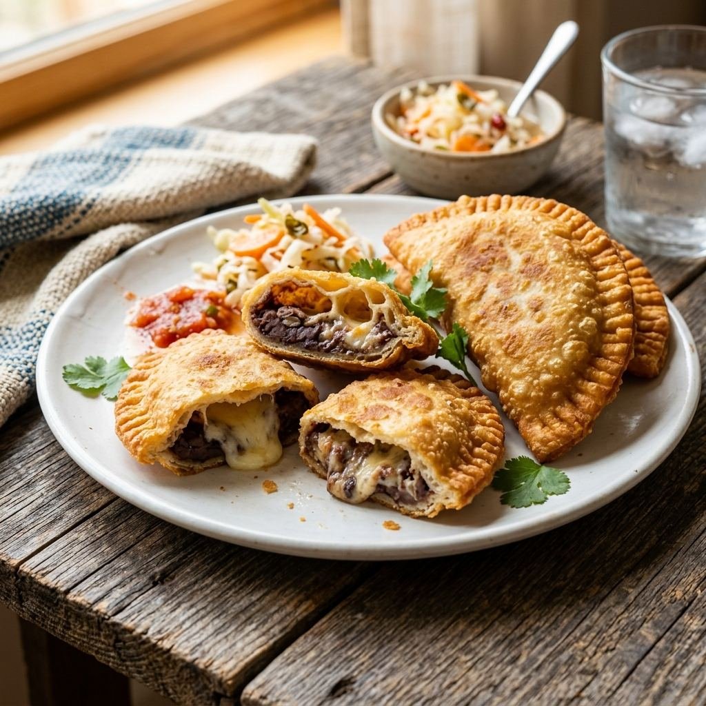 Pastelitos hondureños fritos con relleno de queso y frijoles, crujientes y dorados